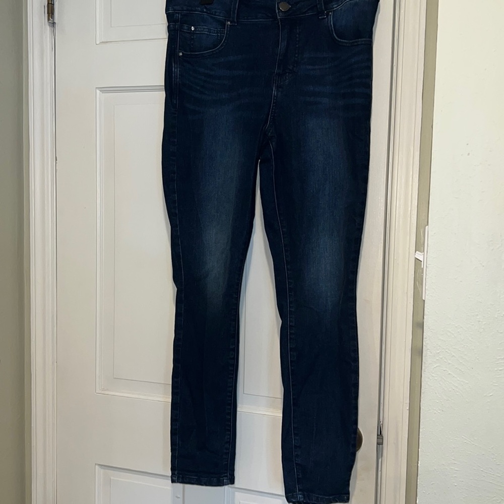 High rise dark wash skinny jeans